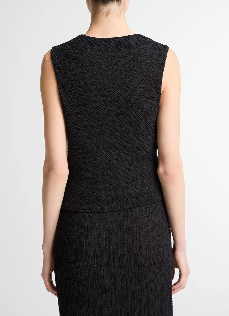 Vince Shadow Grid Cowl Neck Top
