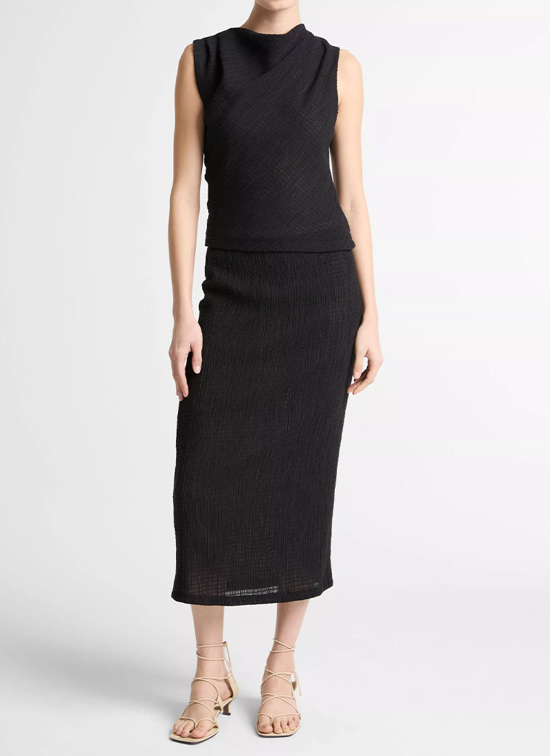 Vince Shadow Grid Cowl Neck Top