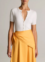 Ribbed Cotton Short-Sleeve Cardigan
