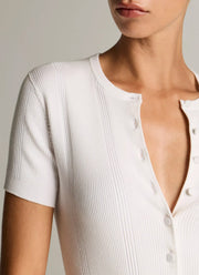 Ribbed Cotton Short-Sleeve Cardigan