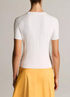 Ribbed Cotton Short-Sleeve Cardigan