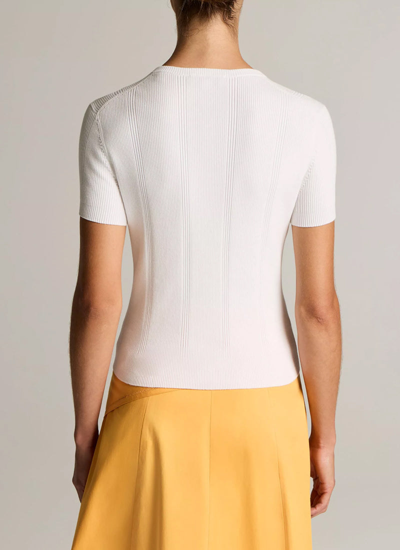Ribbed Cotton Short-Sleeve Cardigan