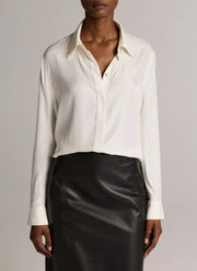  Silk-Blend Button-Front Shirt by Vince at Andrews 