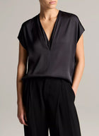 Silk-Blend Double V-Neck Top