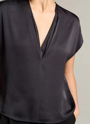 Silk-Blend Double V-Neck Top