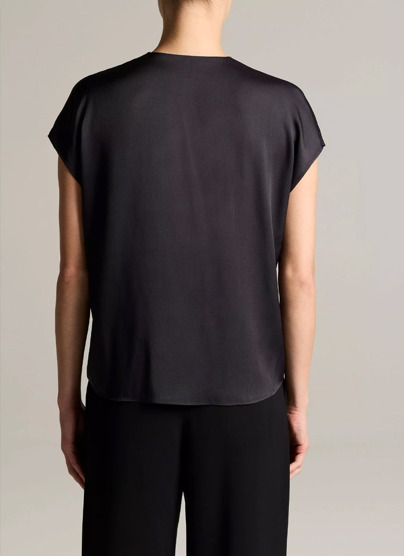 Silk-Blend Double V-Neck Top