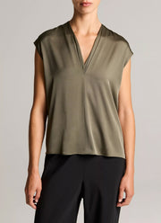 Silk-Blend Double V-Neck Top
