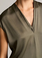Silk-Blend Double V-Neck Top