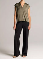 Silk-Blend Double V-Neck Top