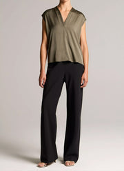 Silk-Blend Double V-Neck Top