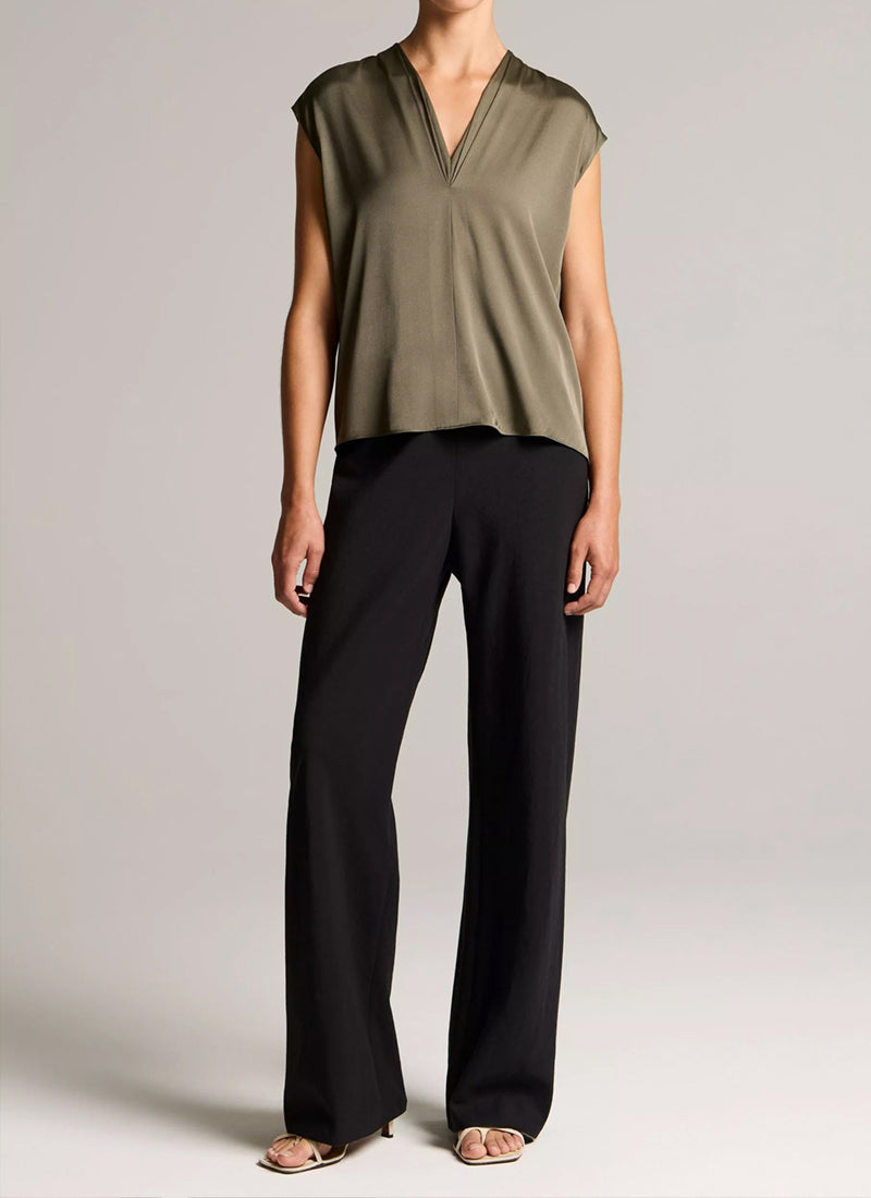 Silk-Blend Double V-Neck Top