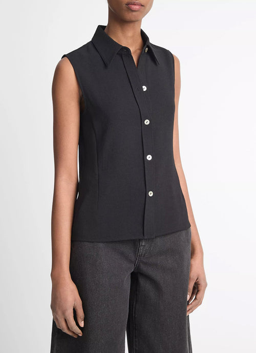 Vince Sleeveless Button Down Shirt