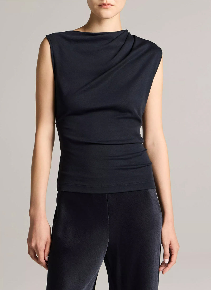 Sleeveless Draped Top Ink by Vince