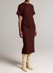 Ruched-Side Knit Short-Sleeve Dress