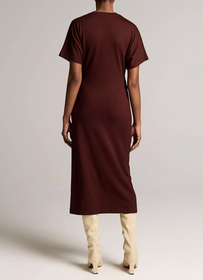 Ruched-Side Knit Short-Sleeve Dress