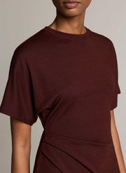 Ruched-Side Knit Short-Sleeve Dress