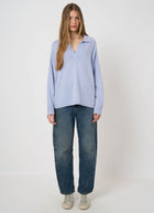 V Neck Collar Cashmere Knit Pullover