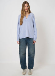 V Neck Collar Cashmere Knit Pullover