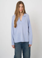 V Neck Collar Cashmere Knit Pullover
