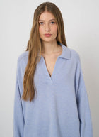 V Neck Collar Cashmere Knit Pullover
