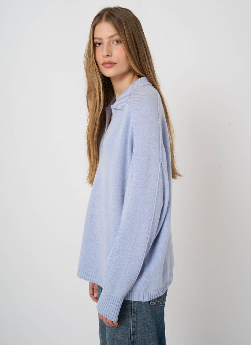 V Neck Collar Cashmere Knit Pullover
