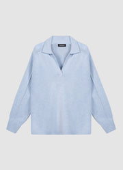 V Neck Collar Cashmere Knit Pullover