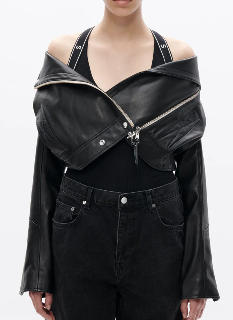 Shoreditch Ski Club Vyner Leather Biker Jacket