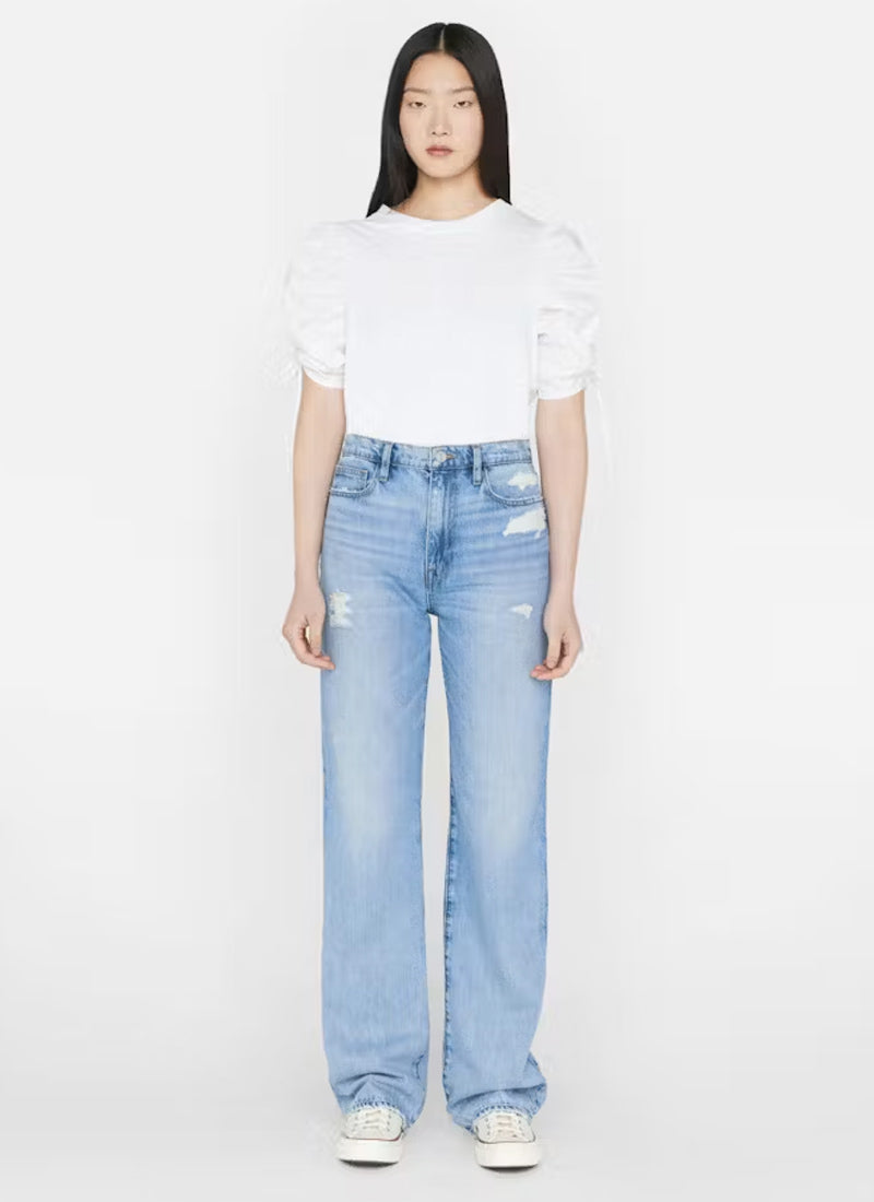 Frame Ruched Tie Sleeve T-Shirt