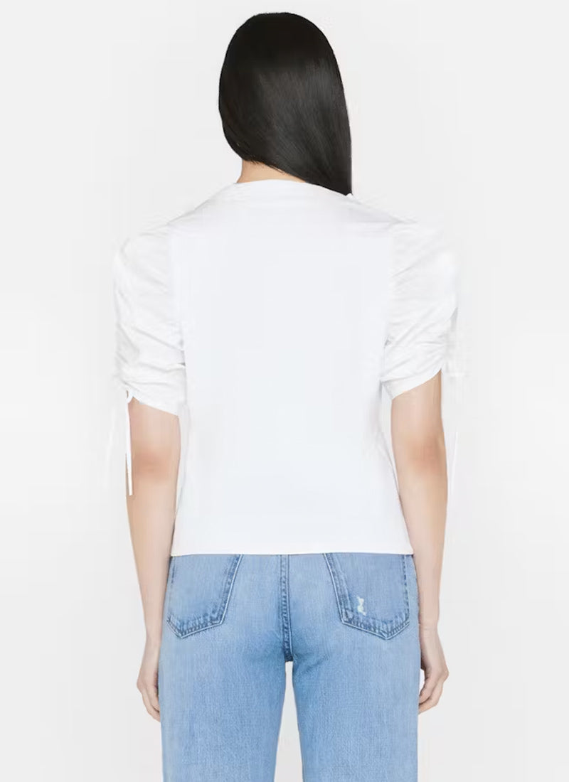 Frame Ruched Tie Sleeve T-Shirt
