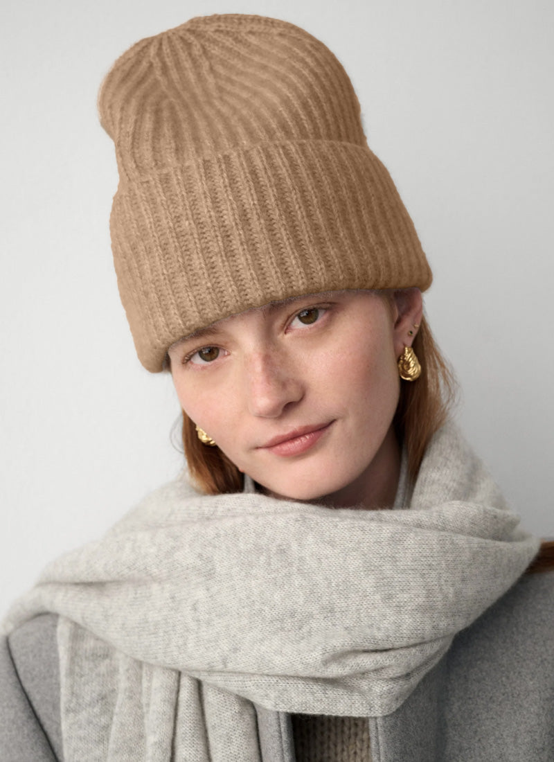 White+Warren Cashmere Luxe Ribbed Beanie