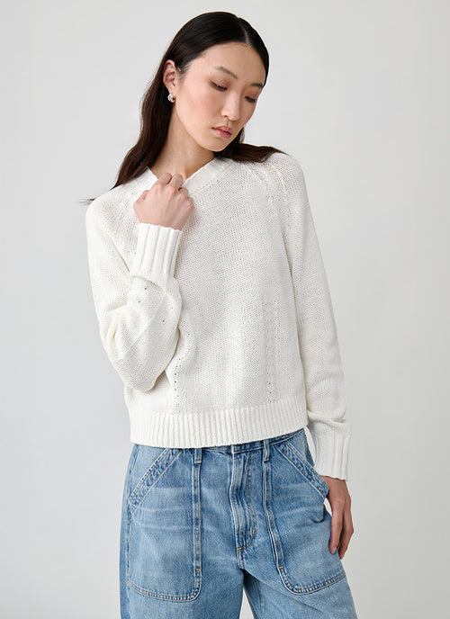 White + Warren Cotton Blend Beachy Crew