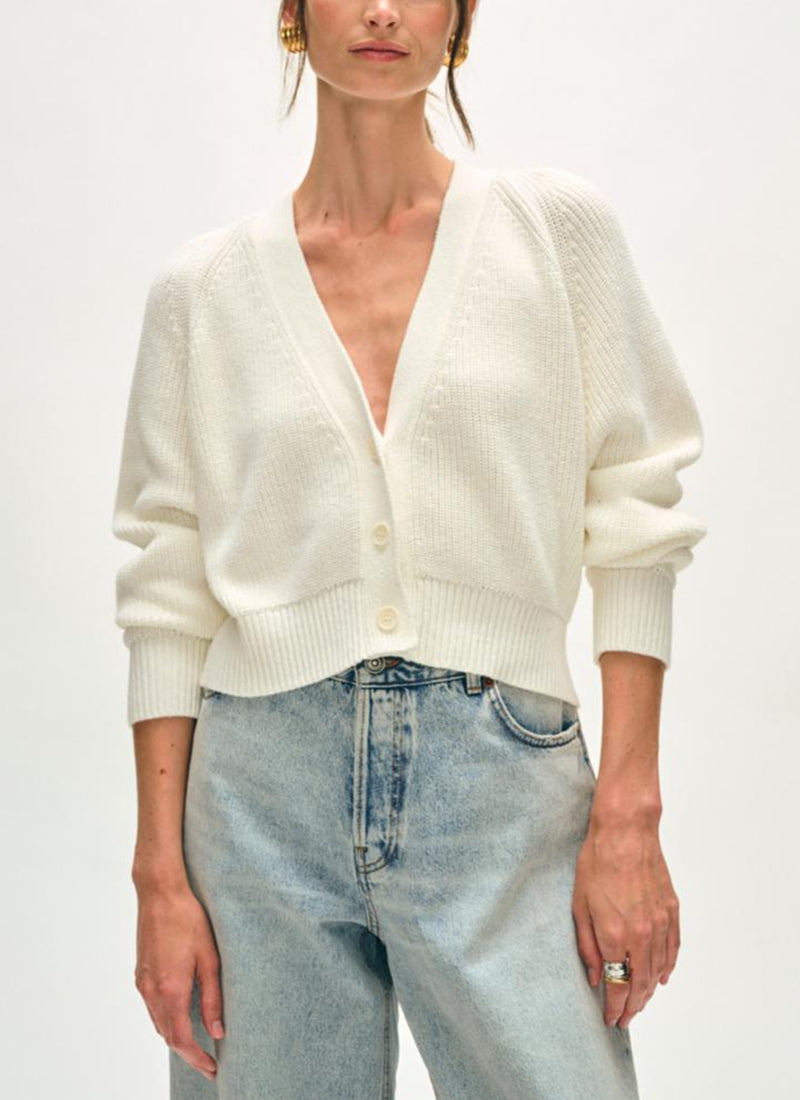 White + Warren Organic Cotton Blend Ribbed Cardigan
