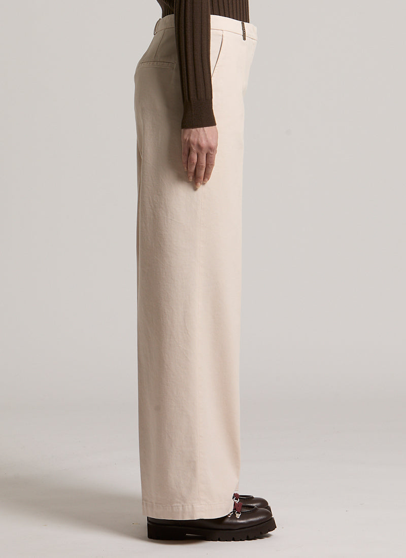 Wide Cotton Silk Tencel Gabardine Pant