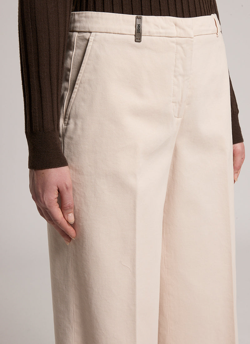Wide Cotton Silk Tencel Gabardine Pant