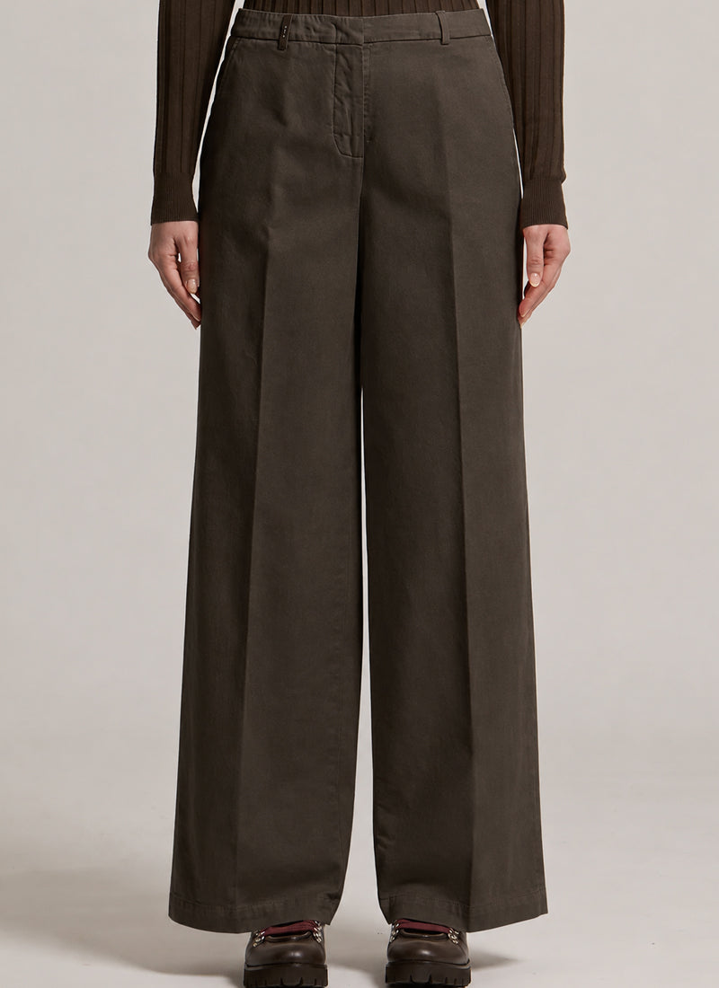 Wide Cotton Silk Tencel Gabardine Pant