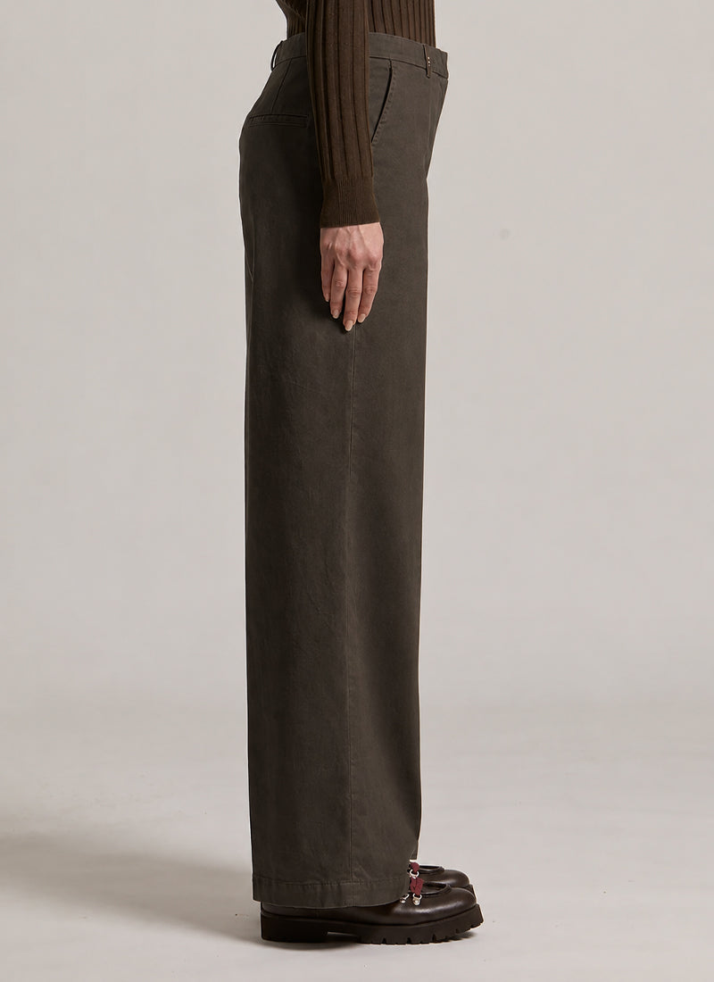 Wide Cotton Silk Tencel Gabardine Pant
