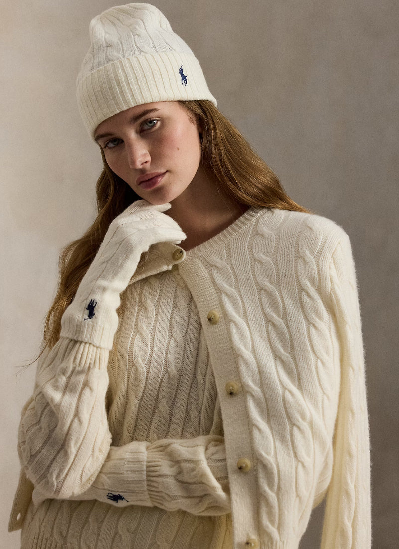 Wool Cashmere Cable Beanie