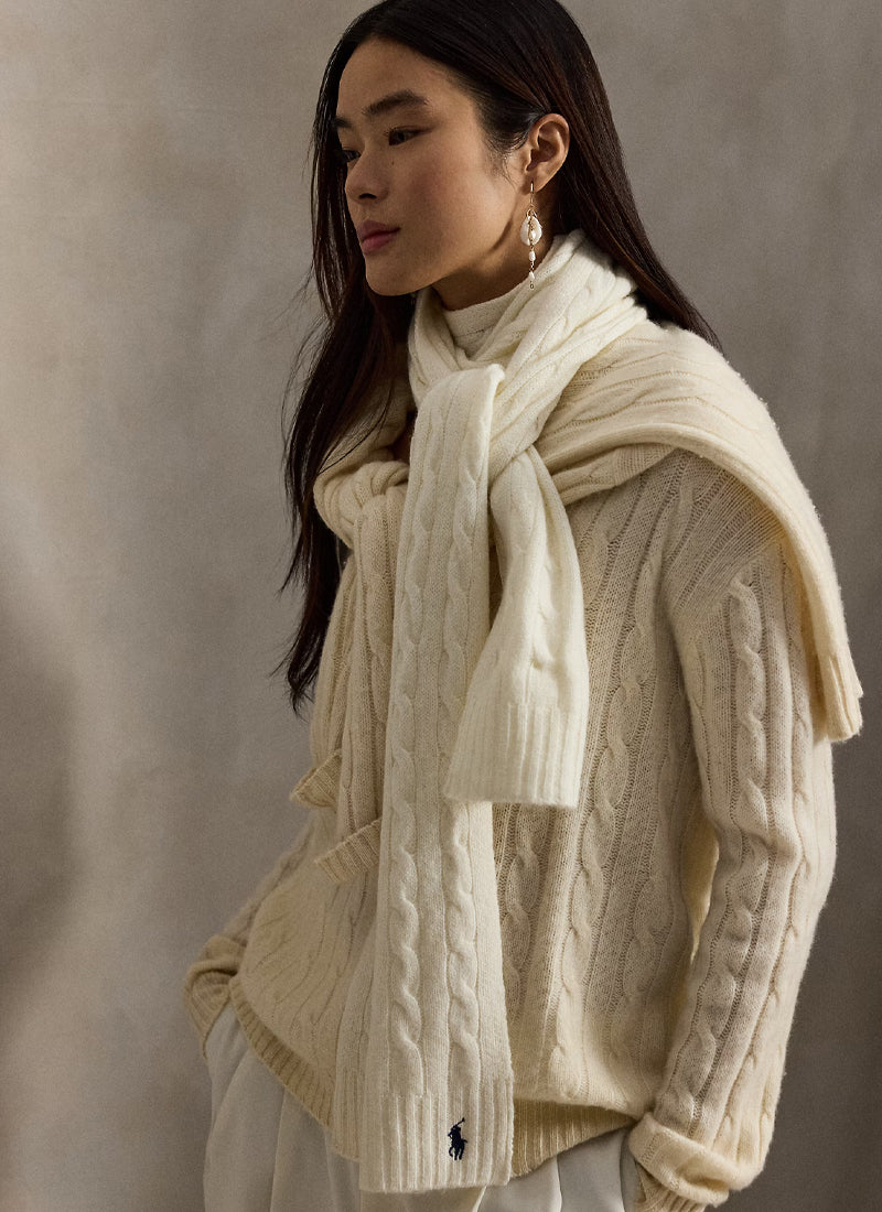 Wool Cashmere Classic Cable Scarf