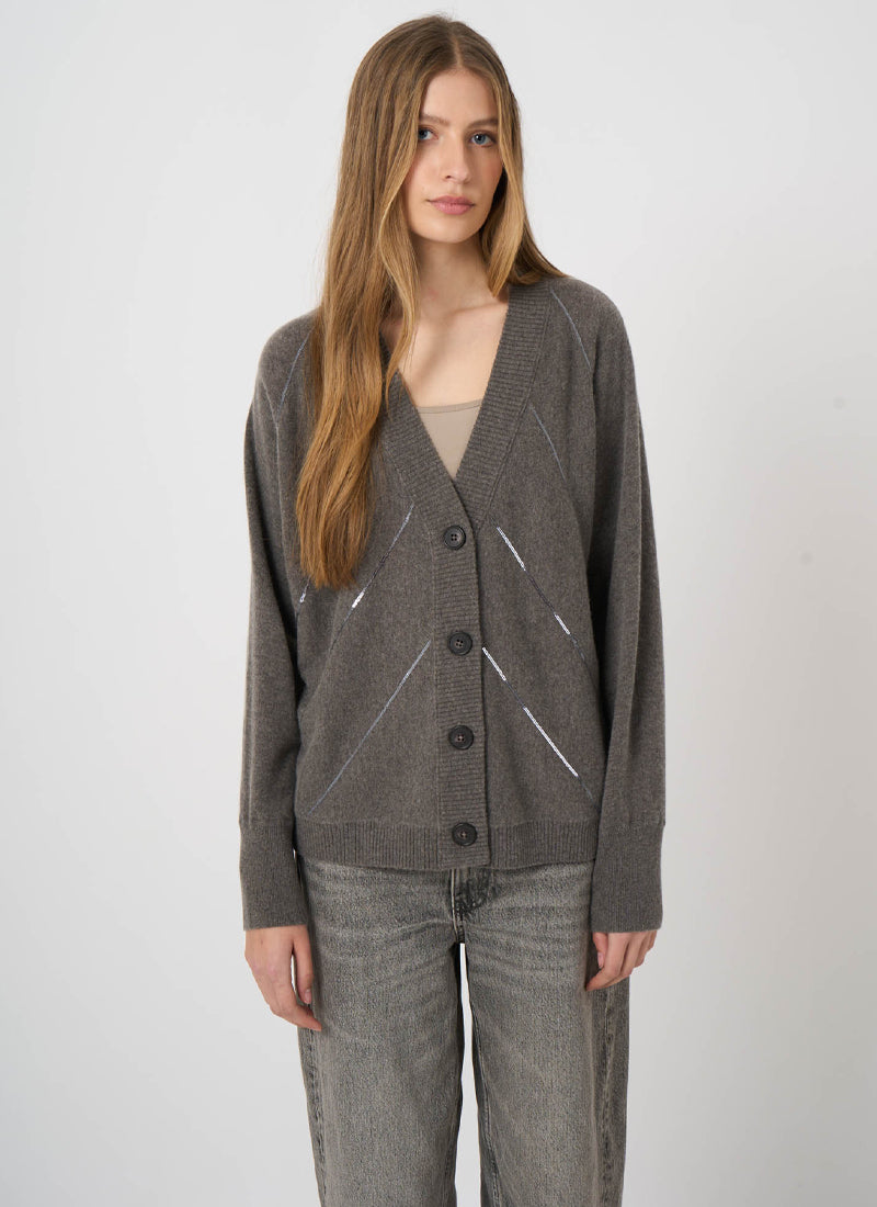 Wool Cashmere Metallic Cardigan