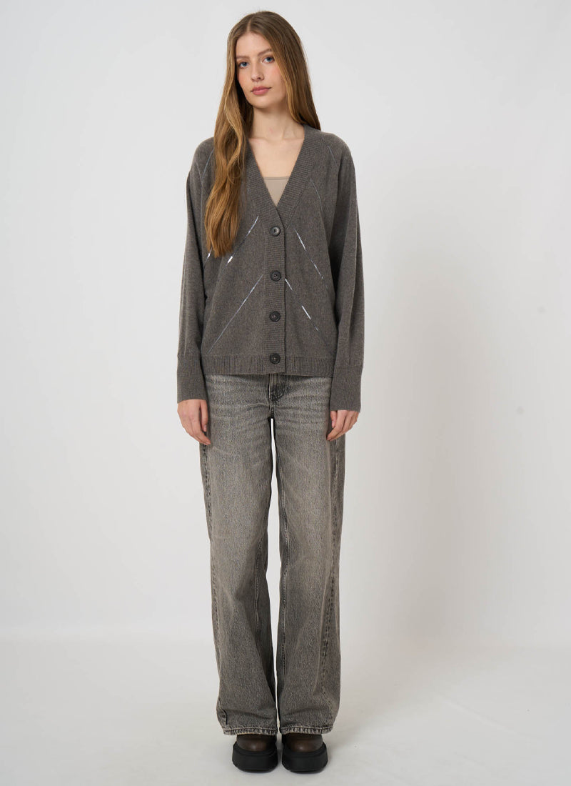 Wool Cashmere Metallic Cardigan