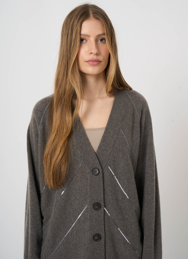 Wool Cashmere Metallic Cardigan