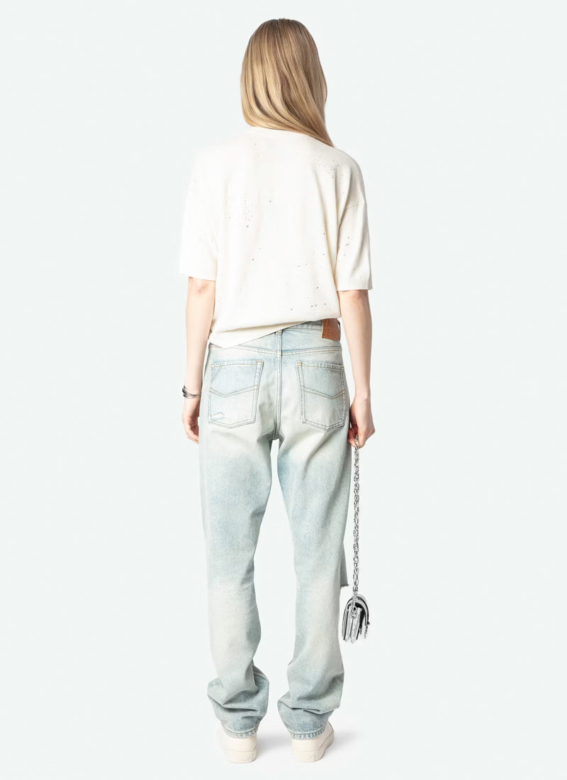 Zadig & Voltaire Wully Lico Short Sleeve V-neck Sweater
