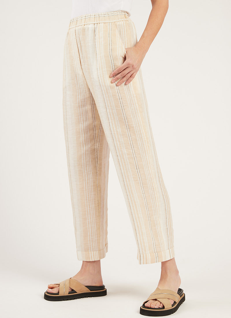 Peserico Palazzo Striped Linen Pant
