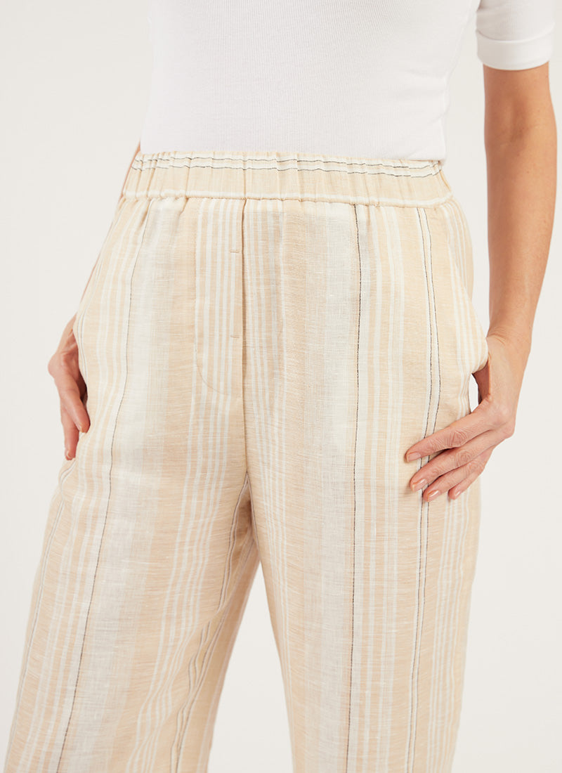 Peserico Palazzo Striped Linen Pant