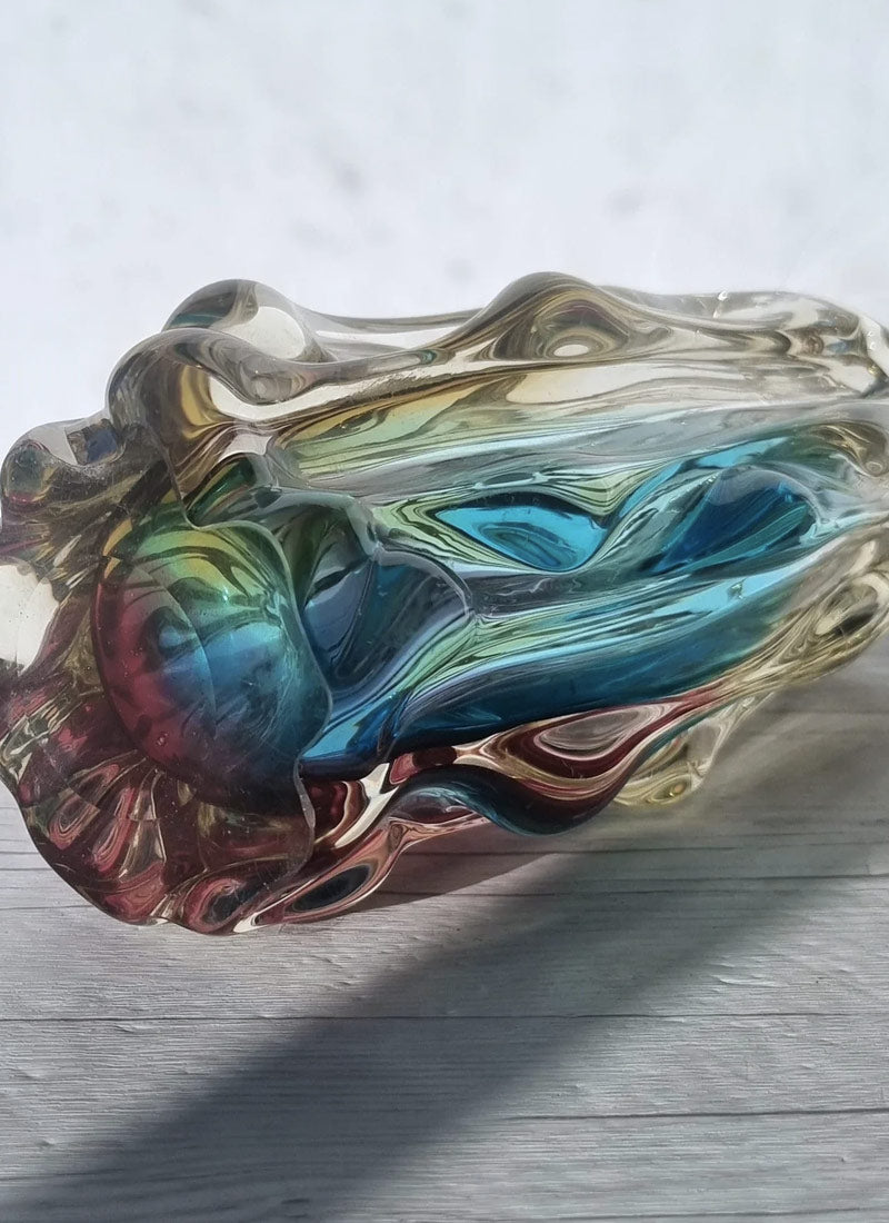 Haute Curature Sanyu Glassworks Narumi Rainbow Sommerso Trailing Rain Statement Vase, 60s-70s