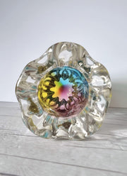 Haute Curature Sanyu Glassworks Narumi Rainbow Sommerso Gathered Pleats Statement Vase, 60s-70s