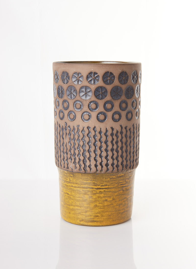 Haute Curature Mari Simmulson Chartreuse and Taupe Textured Vase, 18cm