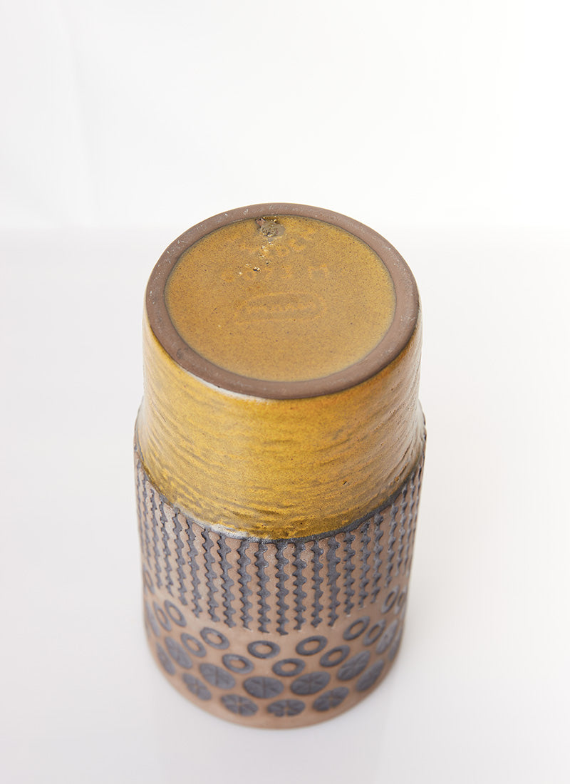 Haute Curature Mari Simmulson Chartreuse and Taupe Textured Vase, 18cm