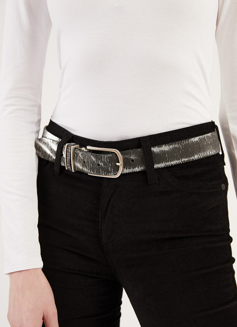B.Belt Metallic Leather Belt