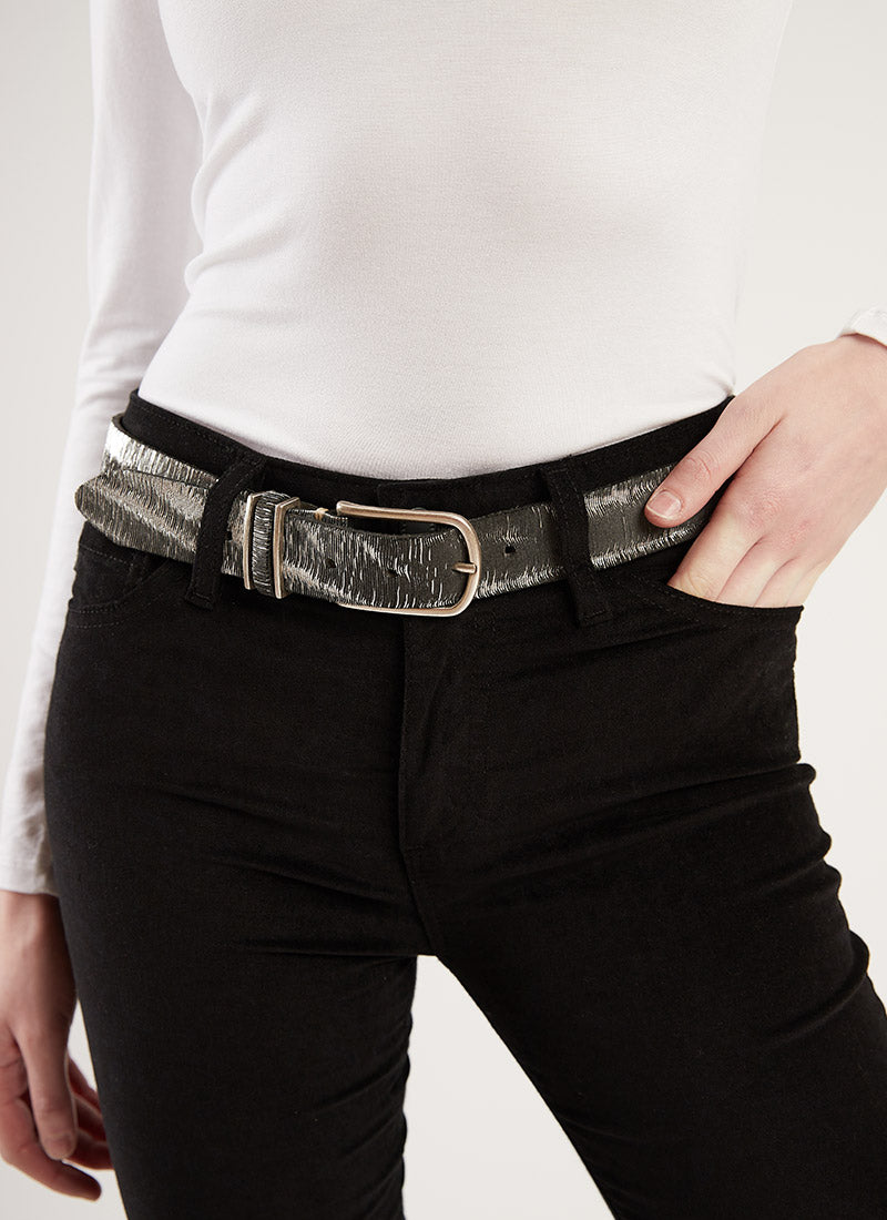 B.Belt Metallic Leather Belt
